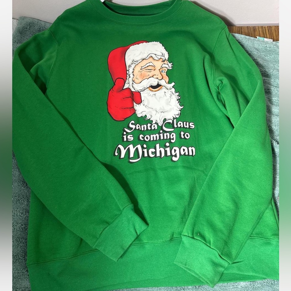 Green Santa Claus crew neck sweater
